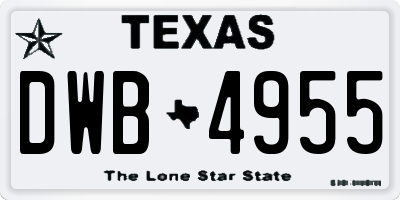 TX license plate DWB4955