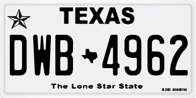 TX license plate DWB4962