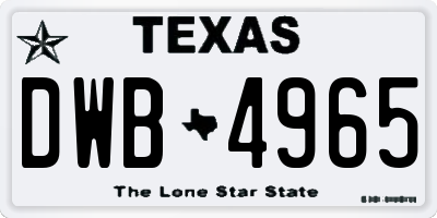TX license plate DWB4965