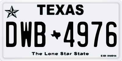 TX license plate DWB4976