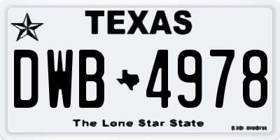 TX license plate DWB4978