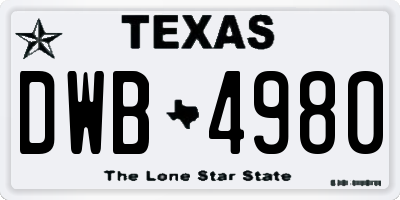 TX license plate DWB4980