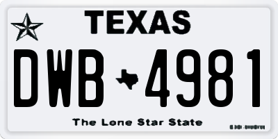 TX license plate DWB4981
