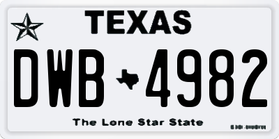 TX license plate DWB4982