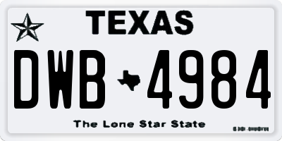TX license plate DWB4984
