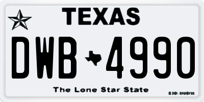 TX license plate DWB4990