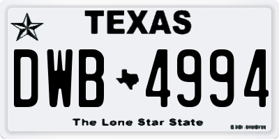 TX license plate DWB4994