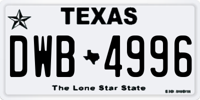 TX license plate DWB4996