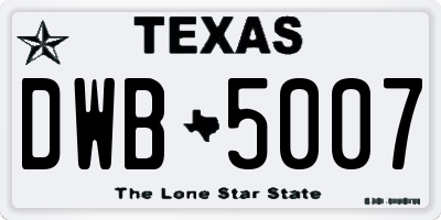 TX license plate DWB5007