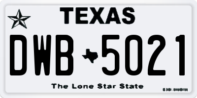 TX license plate DWB5021