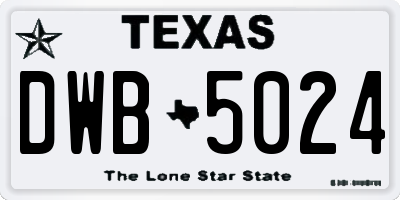TX license plate DWB5024