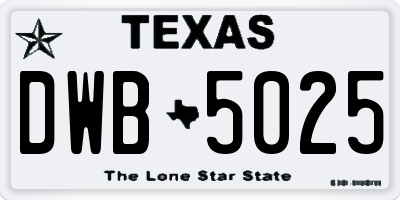 TX license plate DWB5025
