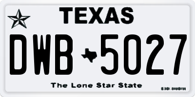 TX license plate DWB5027
