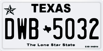 TX license plate DWB5032