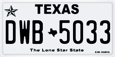 TX license plate DWB5033
