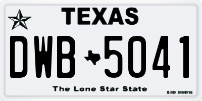 TX license plate DWB5041