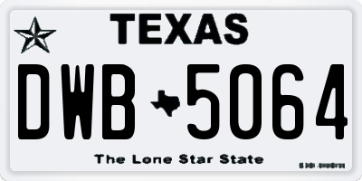 TX license plate DWB5064