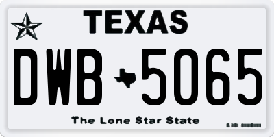 TX license plate DWB5065