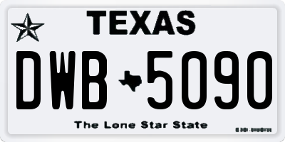 TX license plate DWB5090