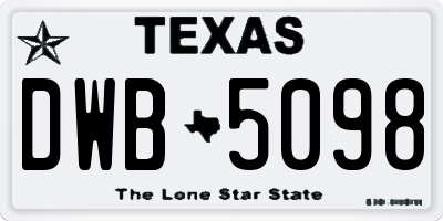 TX license plate DWB5098
