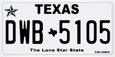 TX license plate DWB5105