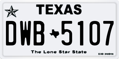 TX license plate DWB5107