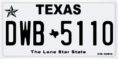 TX license plate DWB5110