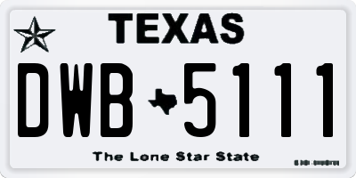 TX license plate DWB5111