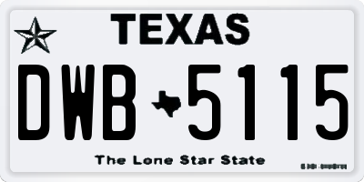 TX license plate DWB5115