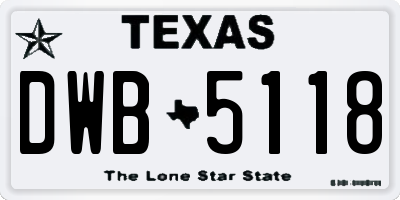 TX license plate DWB5118