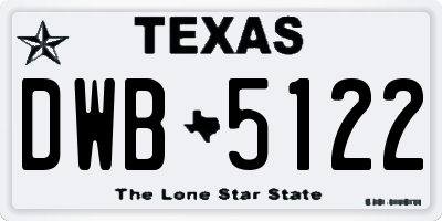 TX license plate DWB5122