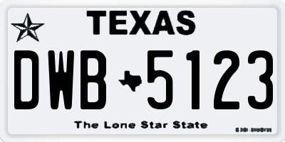 TX license plate DWB5123