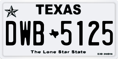 TX license plate DWB5125