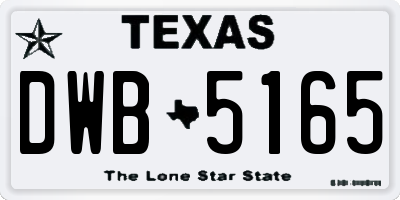 TX license plate DWB5165