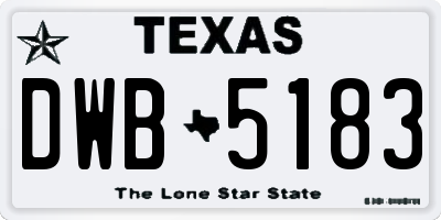 TX license plate DWB5183