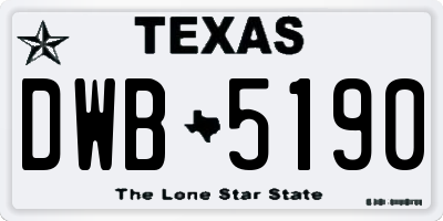 TX license plate DWB5190