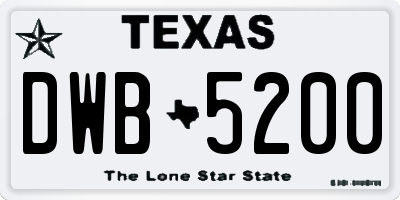 TX license plate DWB5200