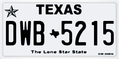 TX license plate DWB5215