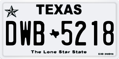 TX license plate DWB5218