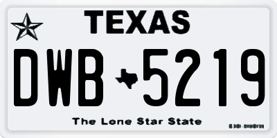TX license plate DWB5219