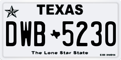 TX license plate DWB5230