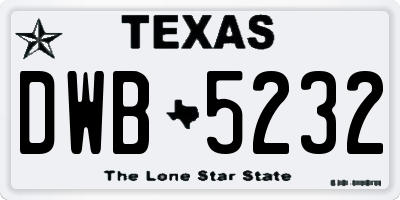 TX license plate DWB5232