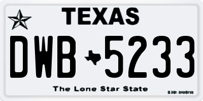 TX license plate DWB5233