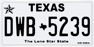 TX license plate DWB5239