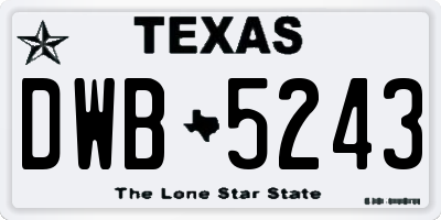 TX license plate DWB5243