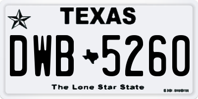 TX license plate DWB5260