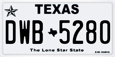 TX license plate DWB5280