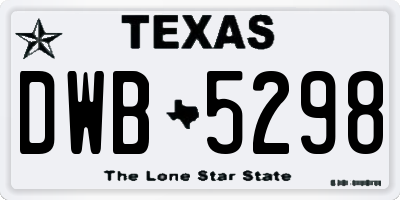 TX license plate DWB5298