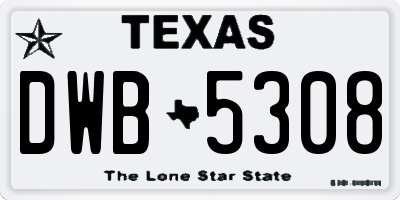 TX license plate DWB5308