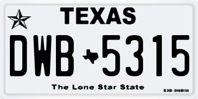 TX license plate DWB5315